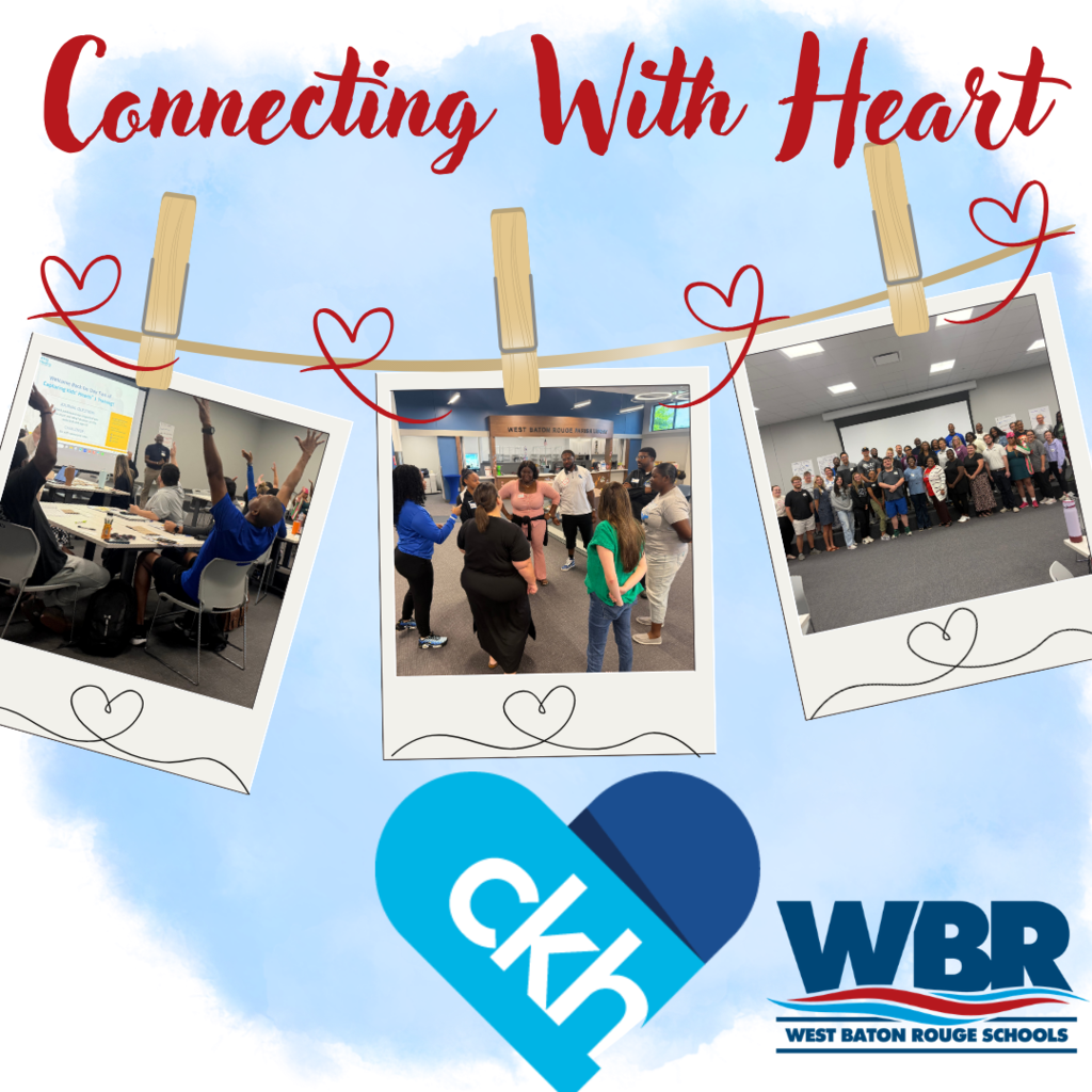 Three photos of groups of people hang on a clothesline. Hearts and text overlay the photos. "Connecting With Heart" is written at the top.