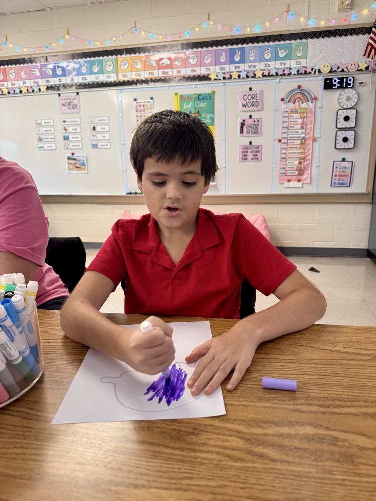 Ms. Roberts Class is working in the “By the Sea” Unit, so that means we make jellyfish in adaptive art!!