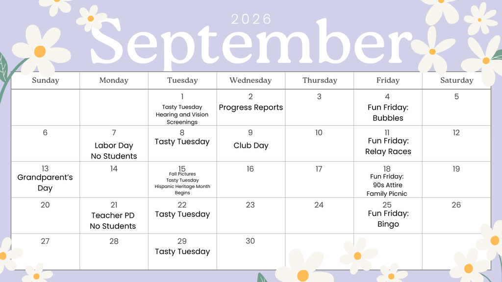 PAE September Calendar