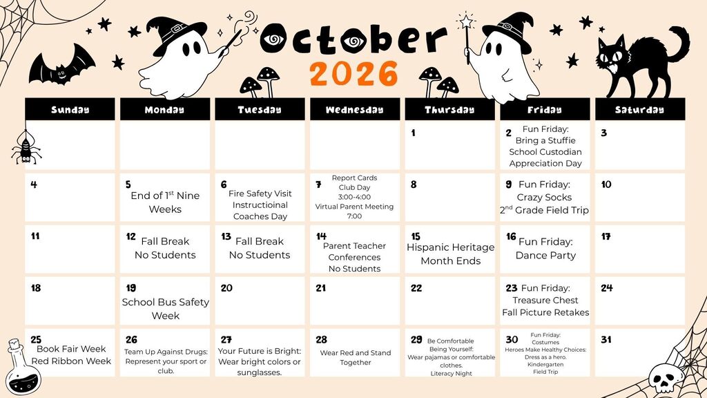 PAE October Calendar