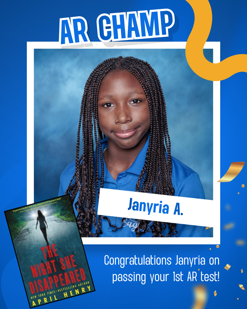 A blue background with text reading "AR Champ" and a photo of a young girl in a blue shirt.