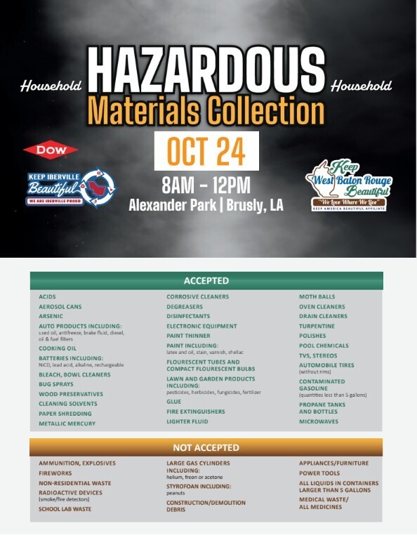 HAZARDOUS MATERIALS COLLECTION DAY IS OCTOBER 24