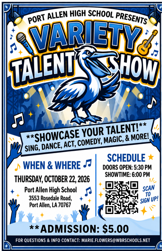 Poster for a talent show featuring a bird and musical notes. Text reads "Variety Talent Show." Admission is $5.00.