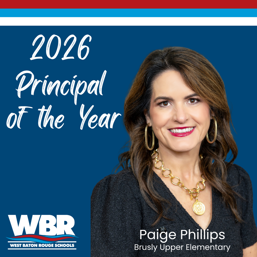 A woman stands against a blue background. Text reads: 2016 Principal of the Year. Logo and text reads: WBR.