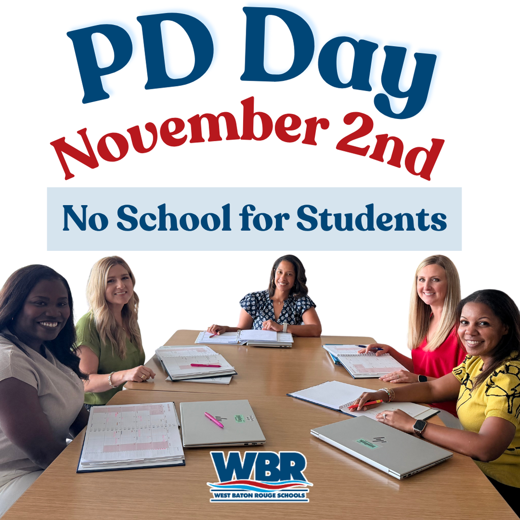 Five smiling women seated at a table with papers and laptops. "PD Day November 2nd No School for Students" in bold text.