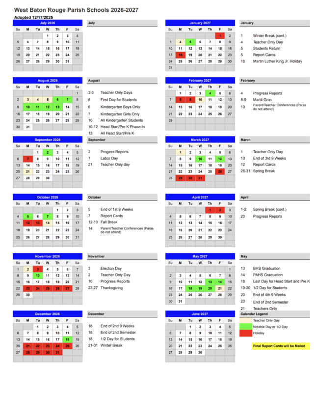 WBR 26-27 Calendar