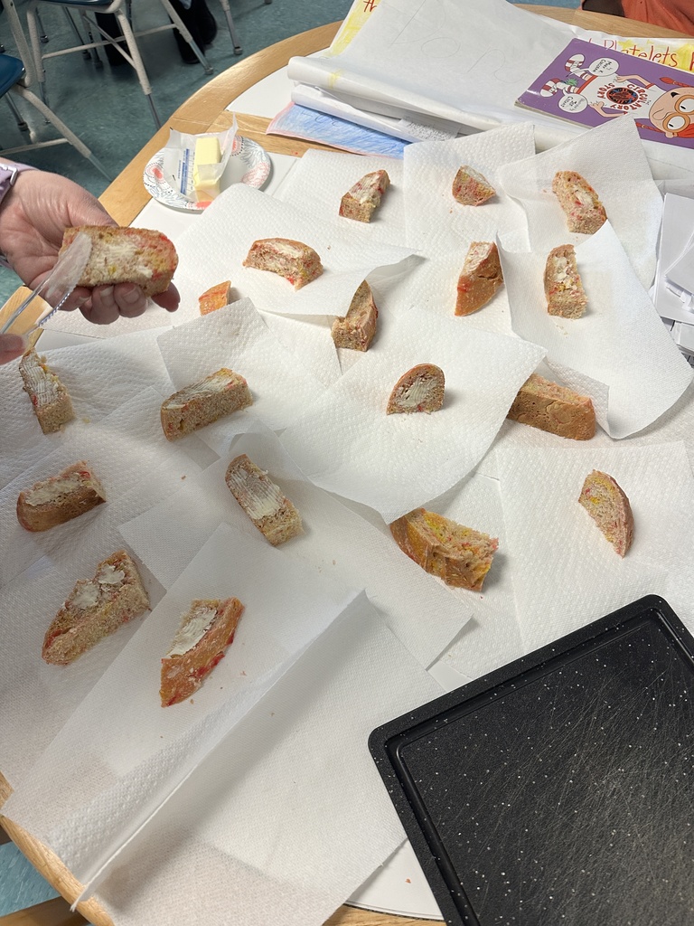 sliced bread laid out on table