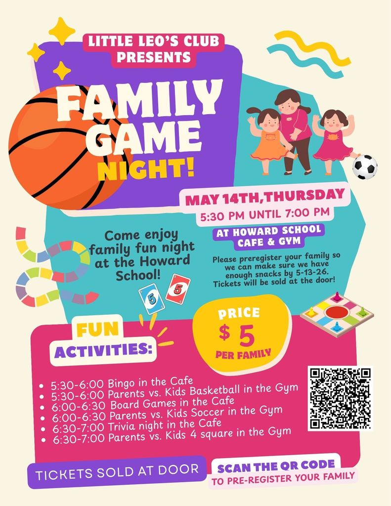 Family Game Night, May 14th, 5:30 - 7:00