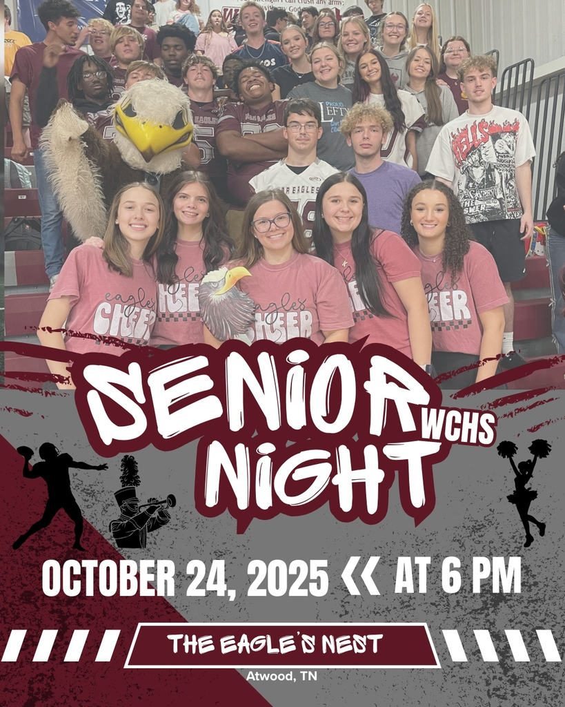 Football Senior Night announcement poster with photo of seniors and event details: Friday, October 24 at 6 PM, with a football kickoff at 7:00 PM.