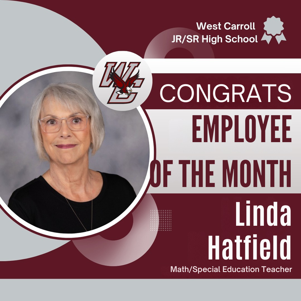🍎 Teacher of the Month – Mrs. Linda Hatfield 🍎 With over four decades of teaching, Mrs. Hatfield has become a cornerstone of our West Carroll family. Her passion for teaching and deep care for every student have left a lasting mark on her classroom and across our entire school community. She continues to inspire with her commitment to student success, helping generations of learners feel seen, supported, and capable of achieving their goals. Thank you, Mrs. Hatfield, for the legacy you are building every single day. 💙 #WCSSD #TeacherOfTheMonth #WestCarrollProud #SmallSchoolBigOpportunities #ThankATeacher