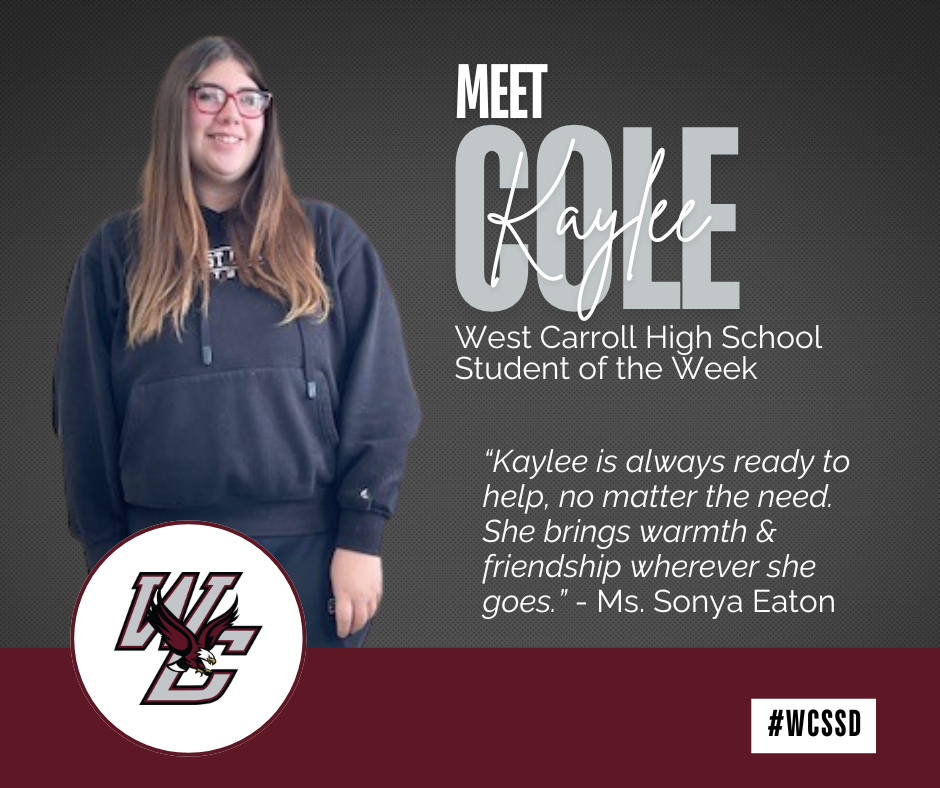 student of the week primary girl wiht text to right and logo