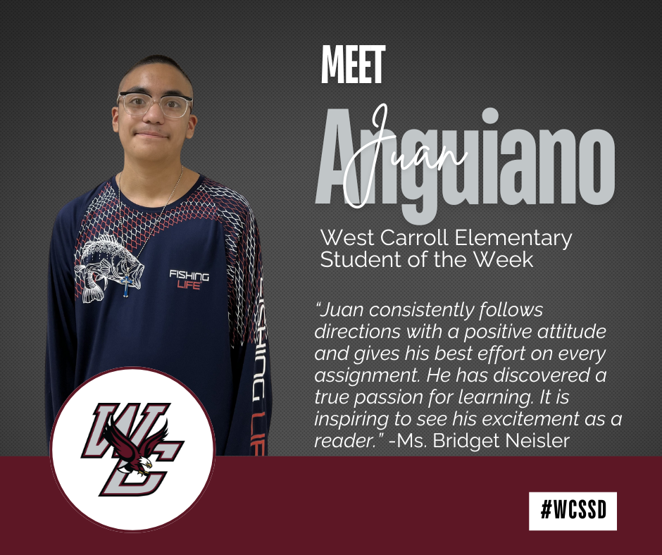 student of the week primary girl wiht text to right and logo