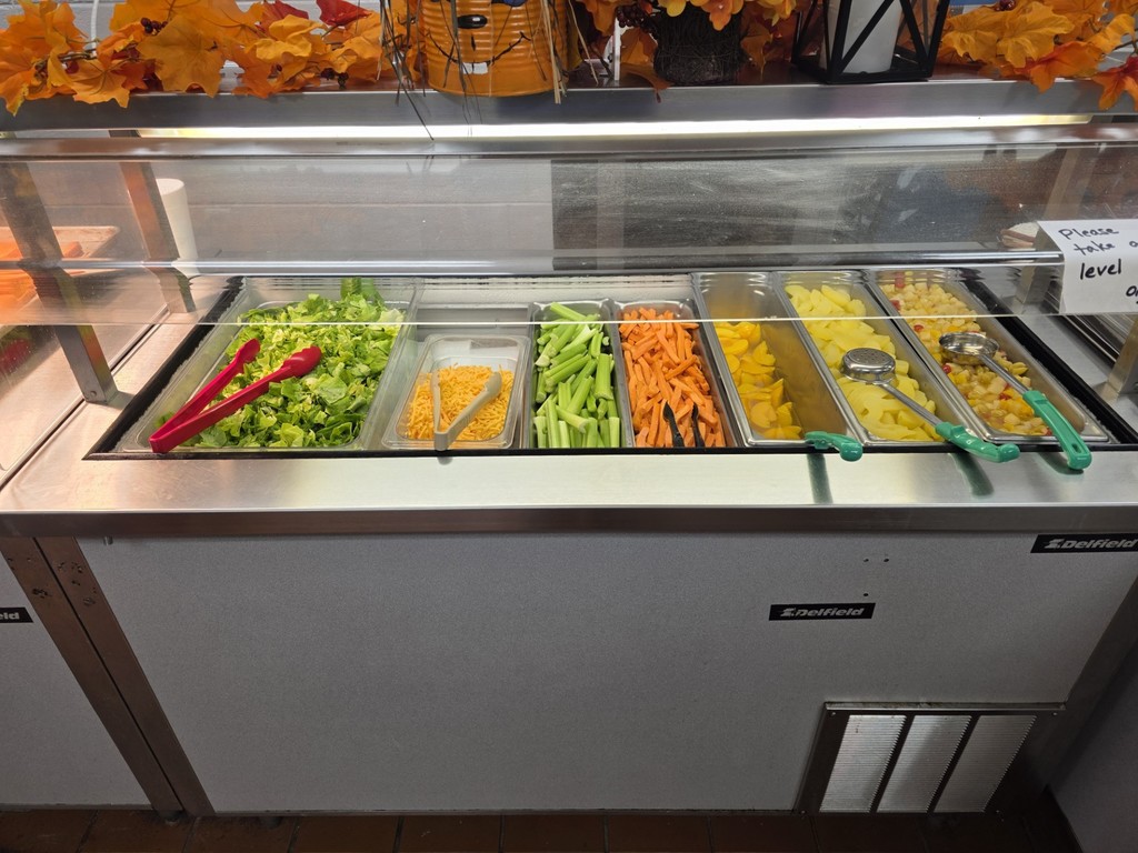 school lunch bar with vegetables grown by our wc agriculture dept