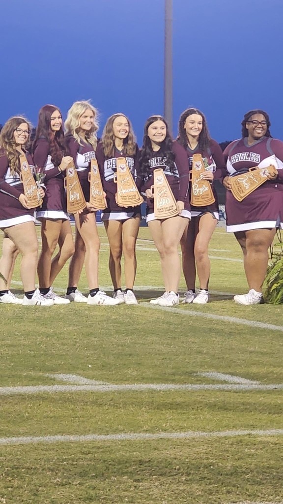 IMG_9260: Senior Band members, pictured L to R: Brylan Willbanks, Eli Neel, Anthony Dodd, Kalee Coleman, Emma Stout, and Brayden Joyner Image000000: Senior Football players and managers, pictured L to R: Hayden Wingo, Joseph Brogdon, Eli Travelstead, Nigel Butler, Chance Weatherford, and Elissa King IMG_9263: Senior Cheerleaders, pictured L to R: Hayden Weaver, Lesley Baker, Britni Shepherd, Hannah Pinson, Kahli Baum, Brylie Sacks, and Jada Nichols