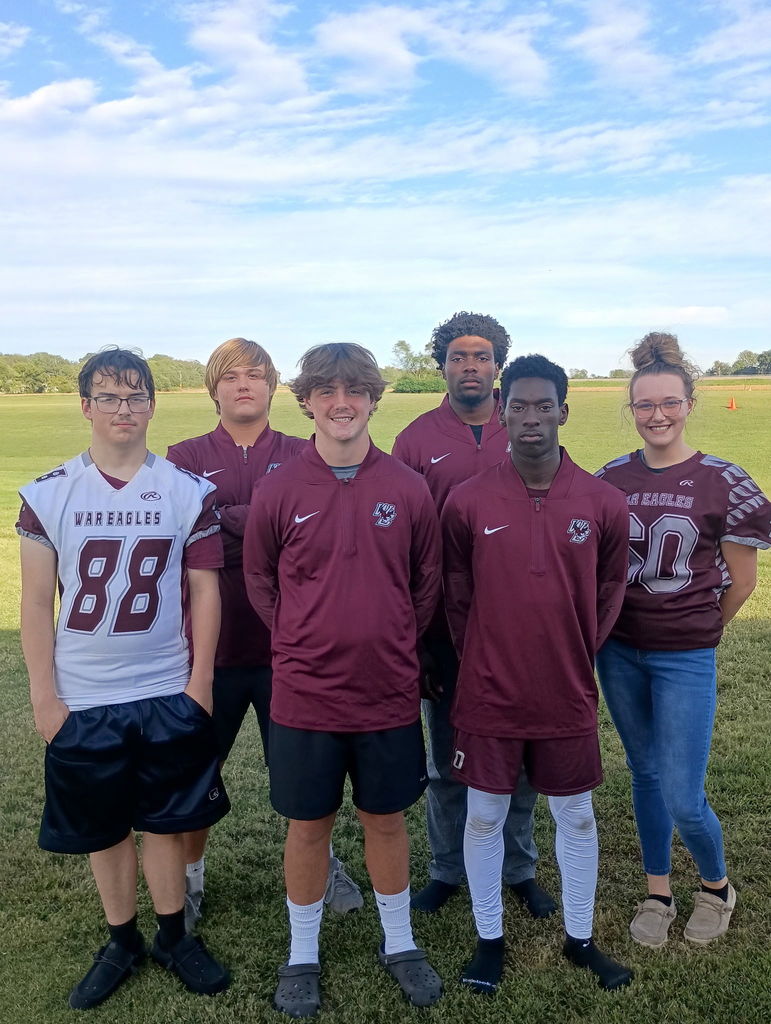 IMG_9260: Senior Band members, pictured L to R: Brylan Willbanks, Eli Neel, Anthony Dodd, Kalee Coleman, Emma Stout, and Brayden Joyner Image000000: Senior Football players and managers, pictured L to R: Hayden Wingo, Joseph Brogdon, Eli Travelstead, Nigel Butler, Chance Weatherford, and Elissa King IMG_9263: Senior Cheerleaders, pictured L to R: Hayden Weaver, Lesley Baker, Britni Shepherd, Hannah Pinson, Kahli Baum, Brylie Sacks, and Jada Nichols