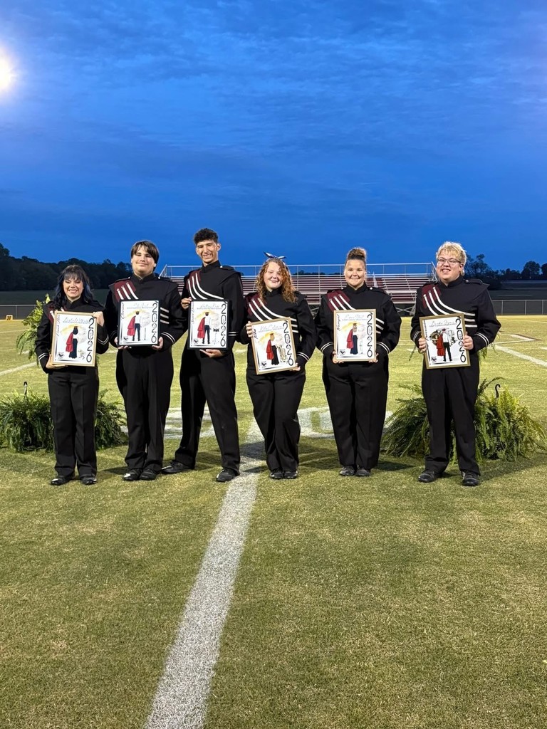 IMG_9260: Senior Band members, pictured L to R: Brylan Willbanks, Eli Neel, Anthony Dodd, Kalee Coleman, Emma Stout, and Brayden Joyner Image000000: Senior Football players and managers, pictured L to R: Hayden Wingo, Joseph Brogdon, Eli Travelstead, Nigel Butler, Chance Weatherford, and Elissa King IMG_9263: Senior Cheerleaders, pictured L to R: Hayden Weaver, Lesley Baker, Britni Shepherd, Hannah Pinson, Kahli Baum, Brylie Sacks, and Jada Nichols