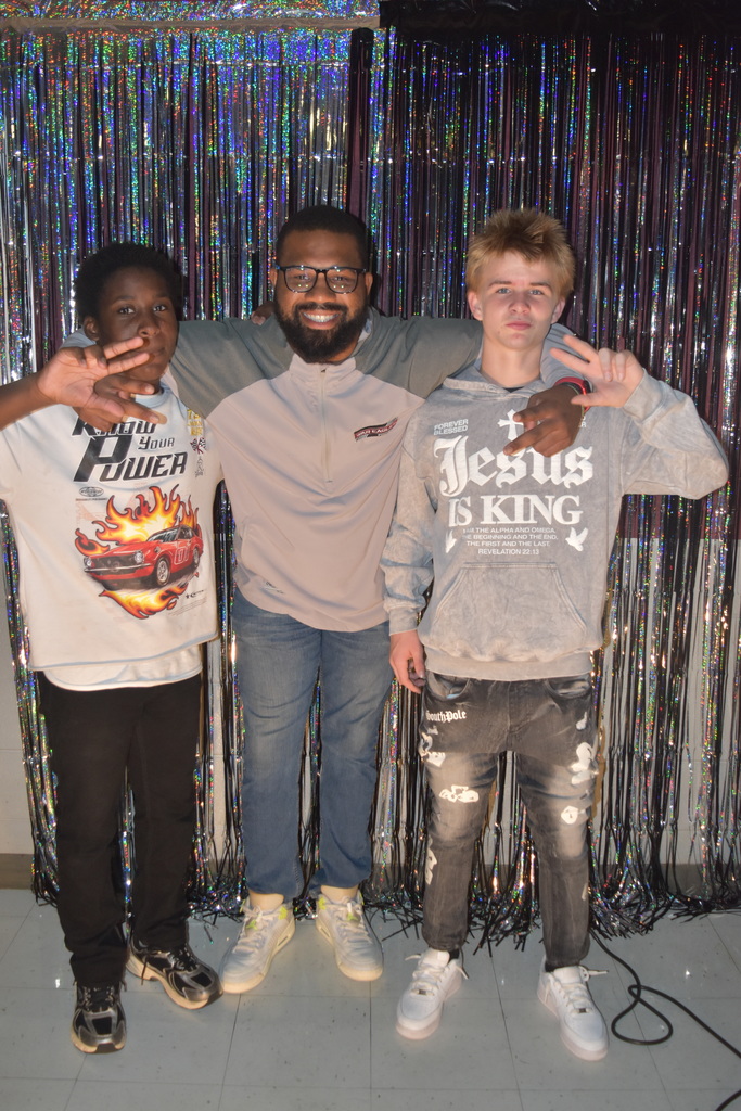 West Carroll Junior High students during Homecoming festivities from L to R: Chris Pruitt, Coach Rodreco Britteman, Caleb Martin