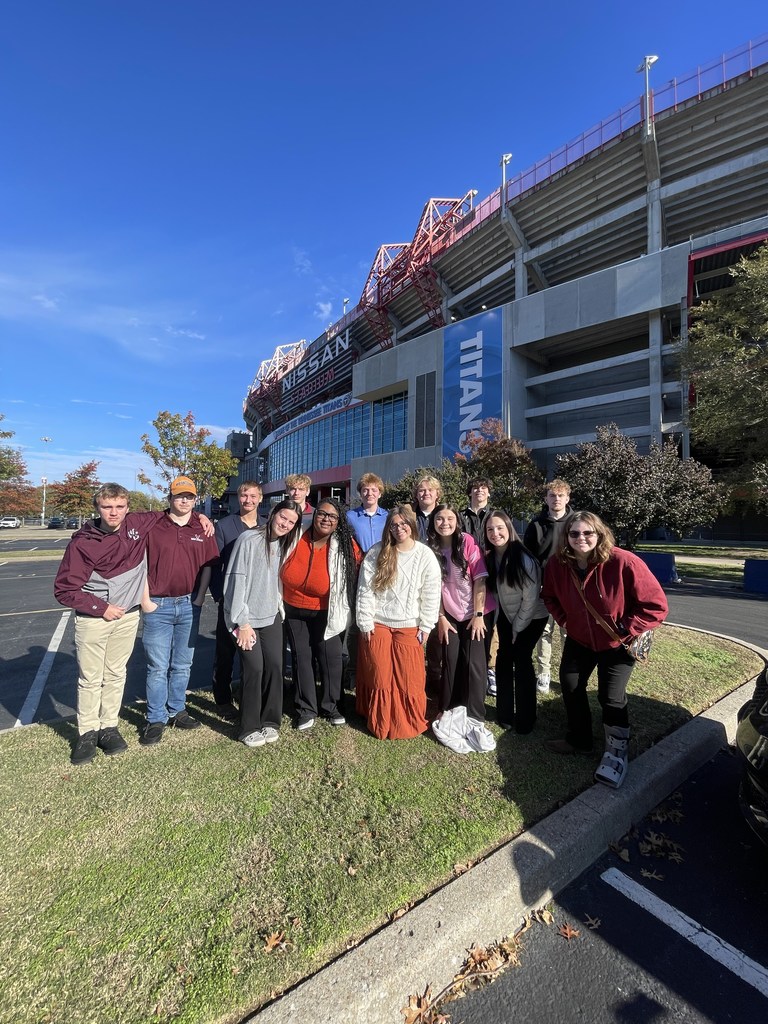 West Carroll FBLA students pose in front of Nissan Stadium in Nashville, TN