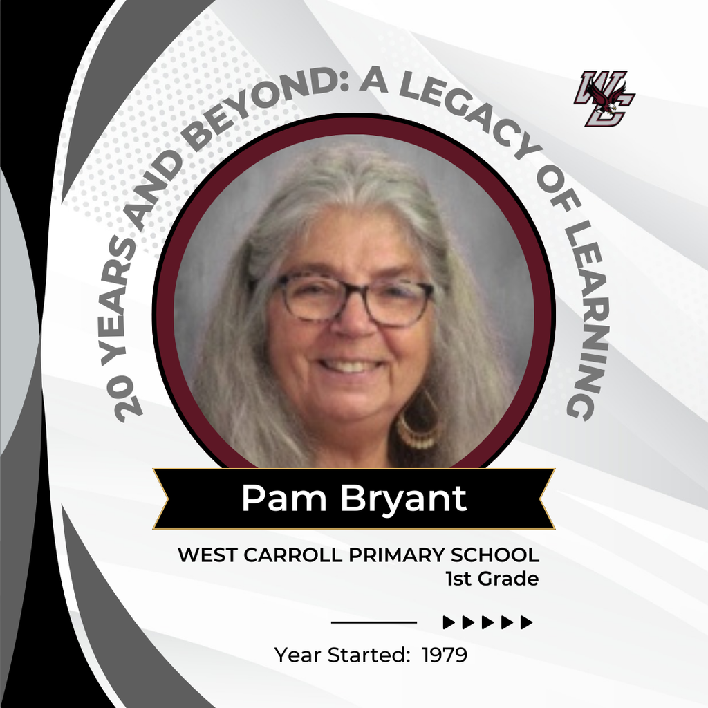 graphic celebrating pam bryant for 20+ years of service