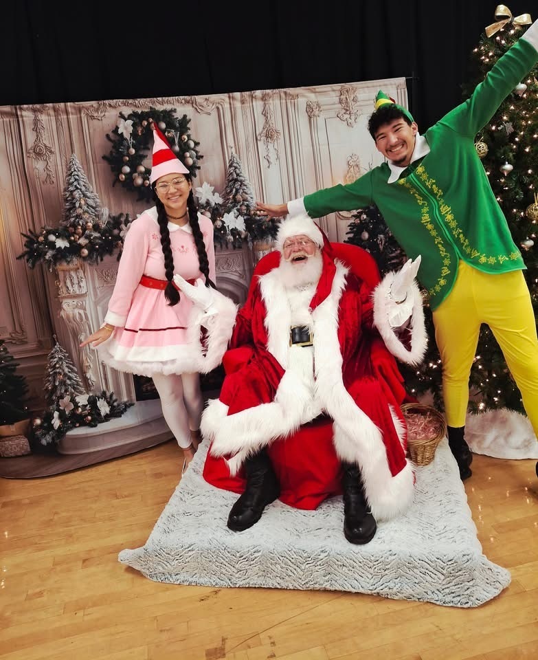 Band members with Santa