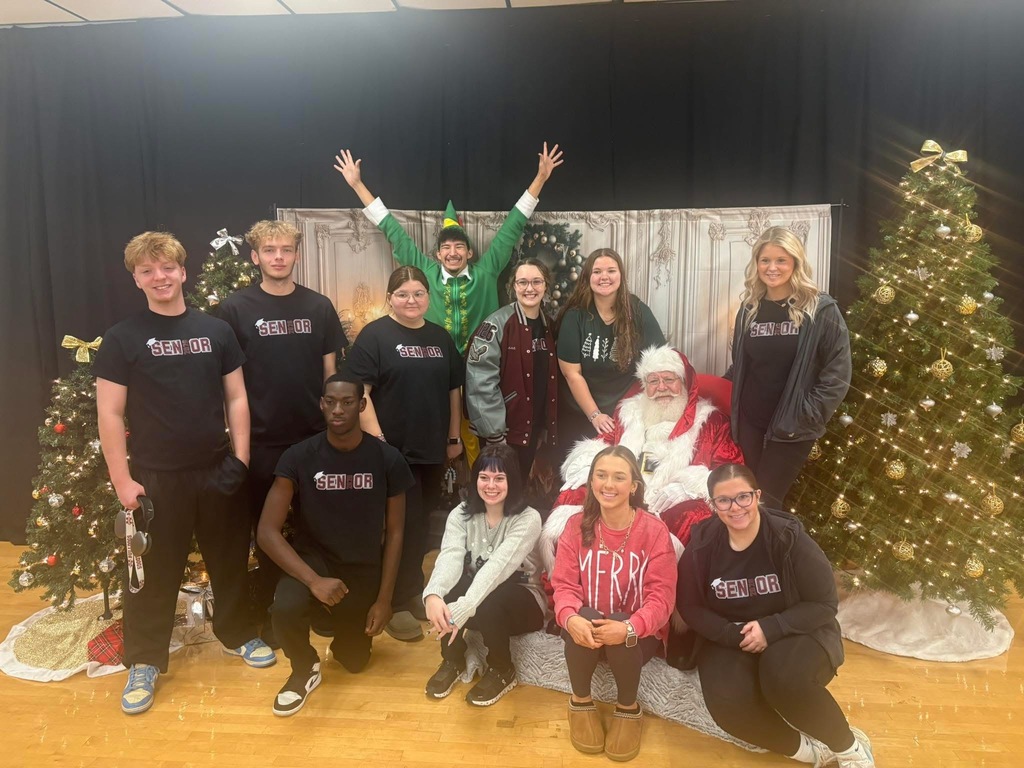Senior students with Santa