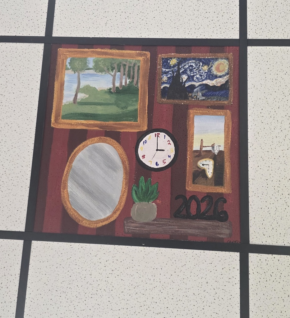 Ceiling tile art work done by student artist Choe Pinson