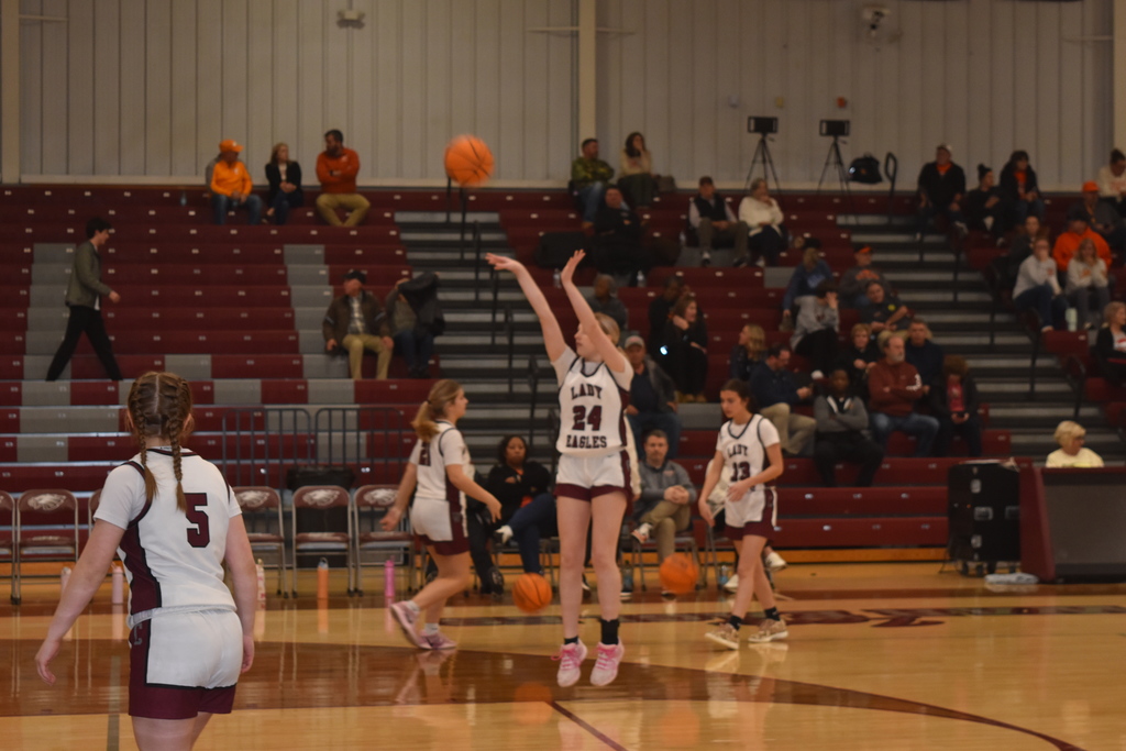Girls basketball game action shot against Greenfield 