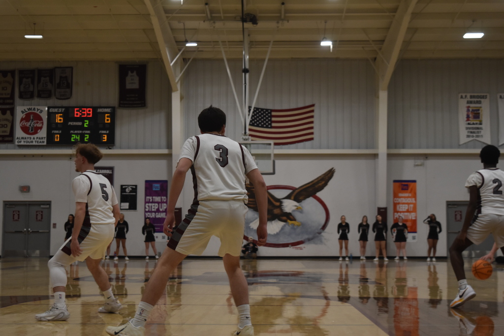 Boys basketball game action shot against Greenfield 
