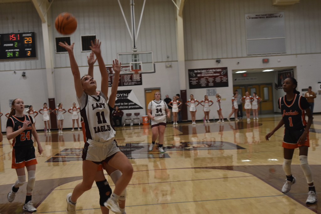 Girls basketball game action shot against Greenfield 