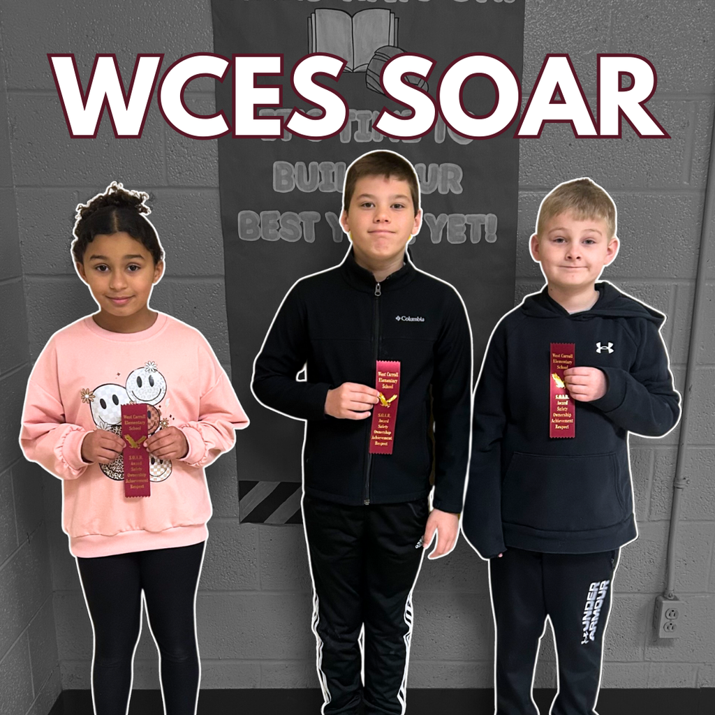 wces soar students week 15 16 three students holding ribbons with words wces soar