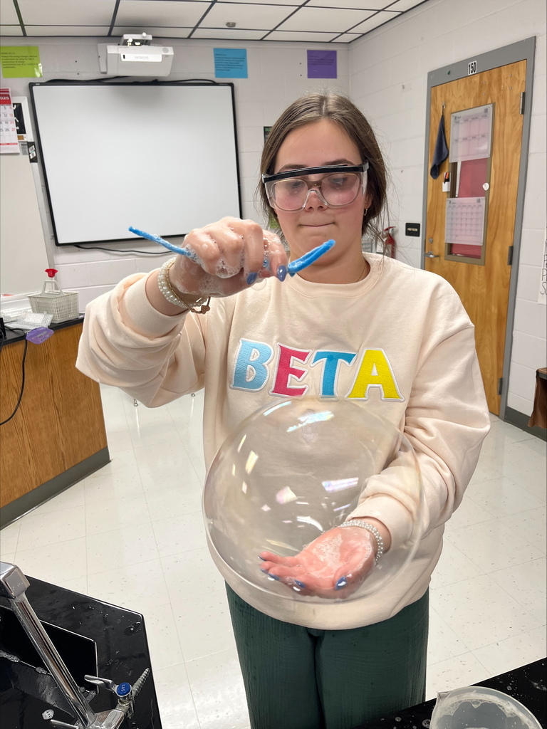 Chemistry students experimenting with bubbles.