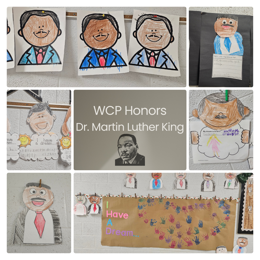 collage of student projects and student work for mlk day