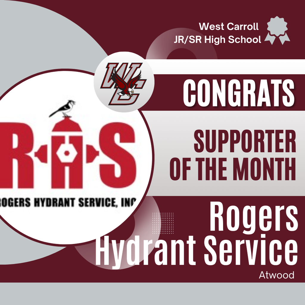 January Eagle of the Month graphic. Supporter: Rogers Hydrant Service, Atwood