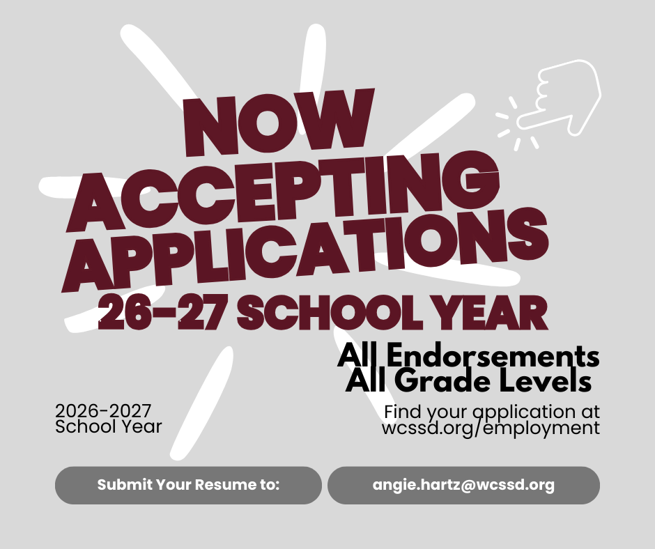 graphic announcing that we're accepting applicatins for 2026-2027 school year