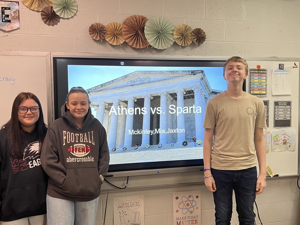 wces students showing their athens sparta posters and presentatins