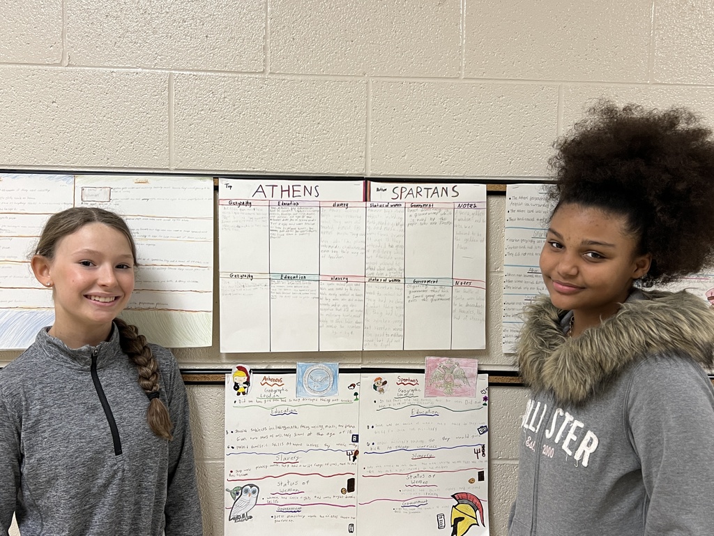 wces students showing their athens sparta posters and presentatins