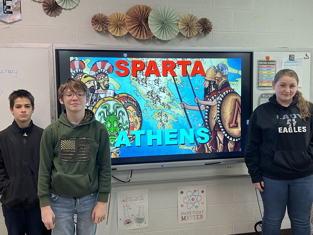wces students showing their athens sparta posters and presentatins