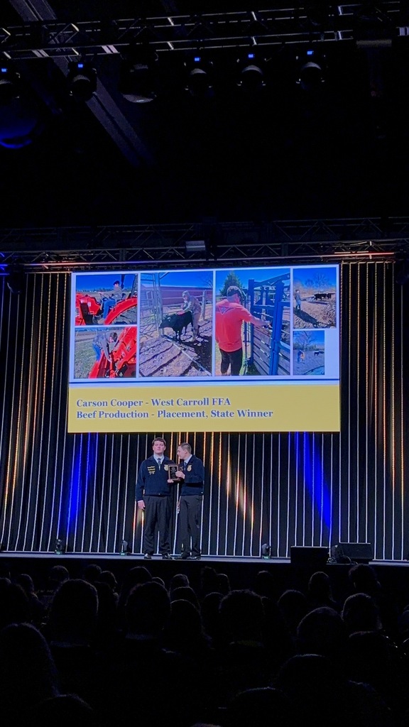 Carson Cooper being presented his award for Beef Production - Placement, State winner