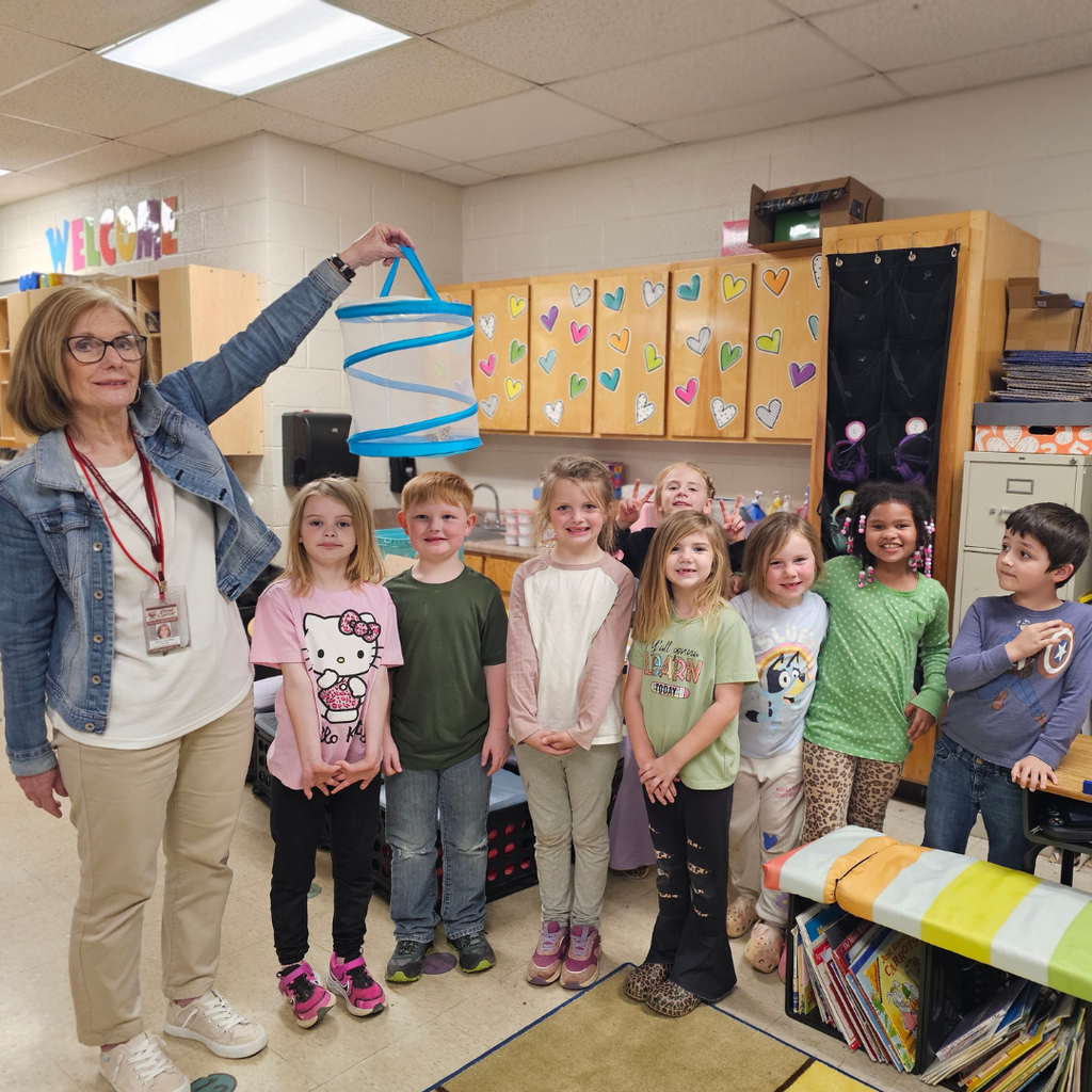 west carroll primary students in classroom working on butterfly and spring projects