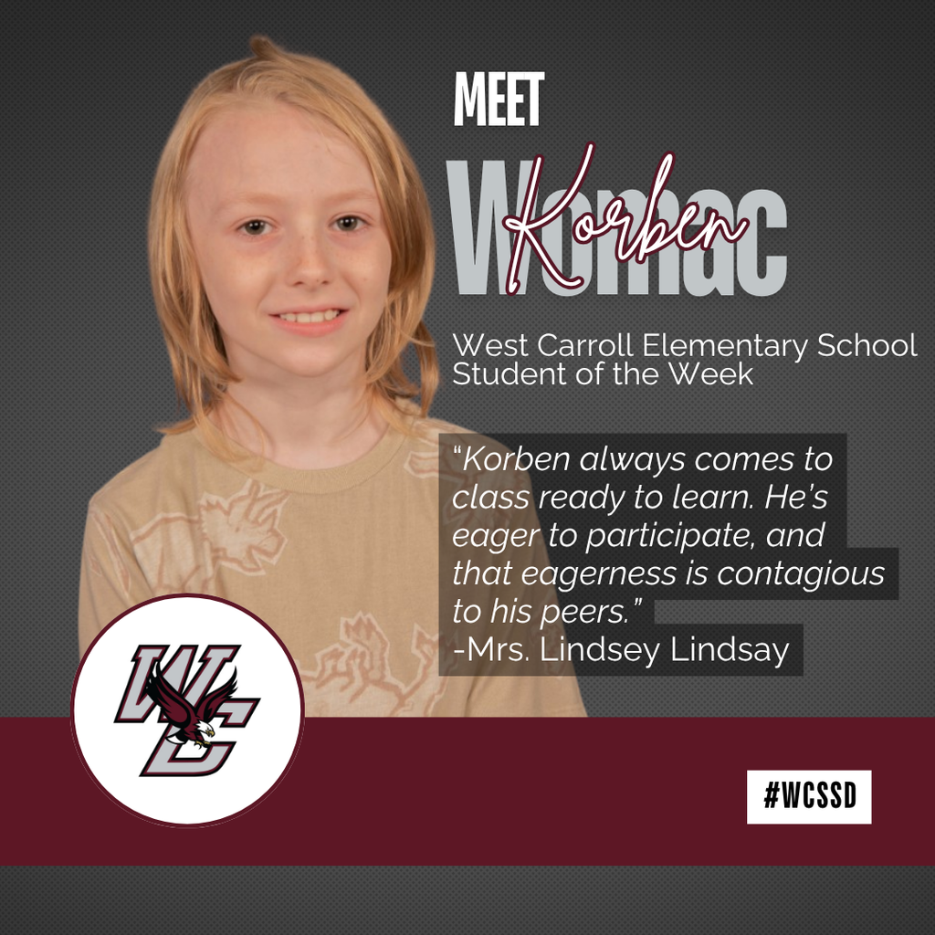 student of the week korben womac