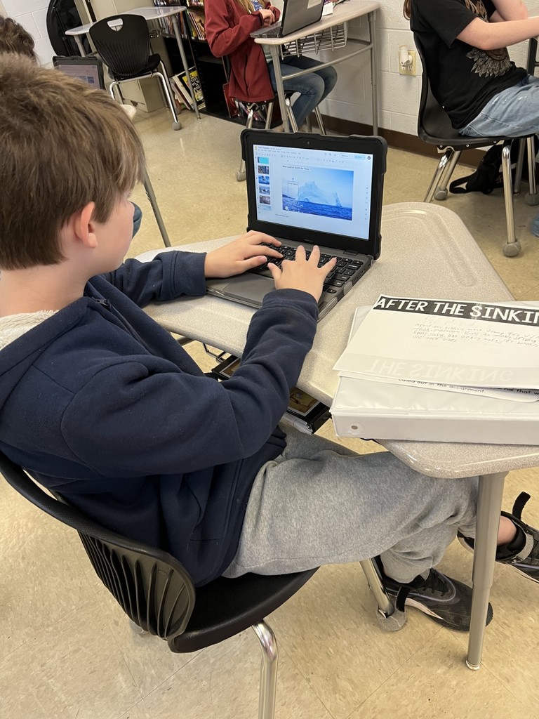 west carroll student working on titanic project for ela class