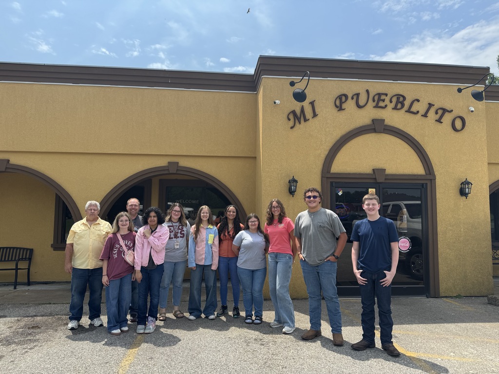 West Carroll students have TCAP Reward lunch at Mi Pueblito Left to right, Coach Benjamin Bane, Anastin McAlpin, Mr. Aaron Johnson, Isaiah Green, Mrs. Kristin Mansfield, Emma Greene, Destiny Smith, Emily Kramer, Ally Baker, Jacob Powers, and Mason Walker