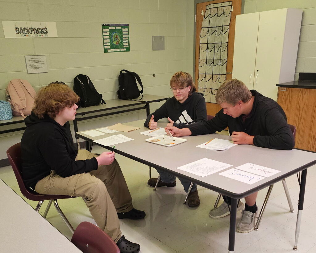 Students completing a surface tension experiment in biology