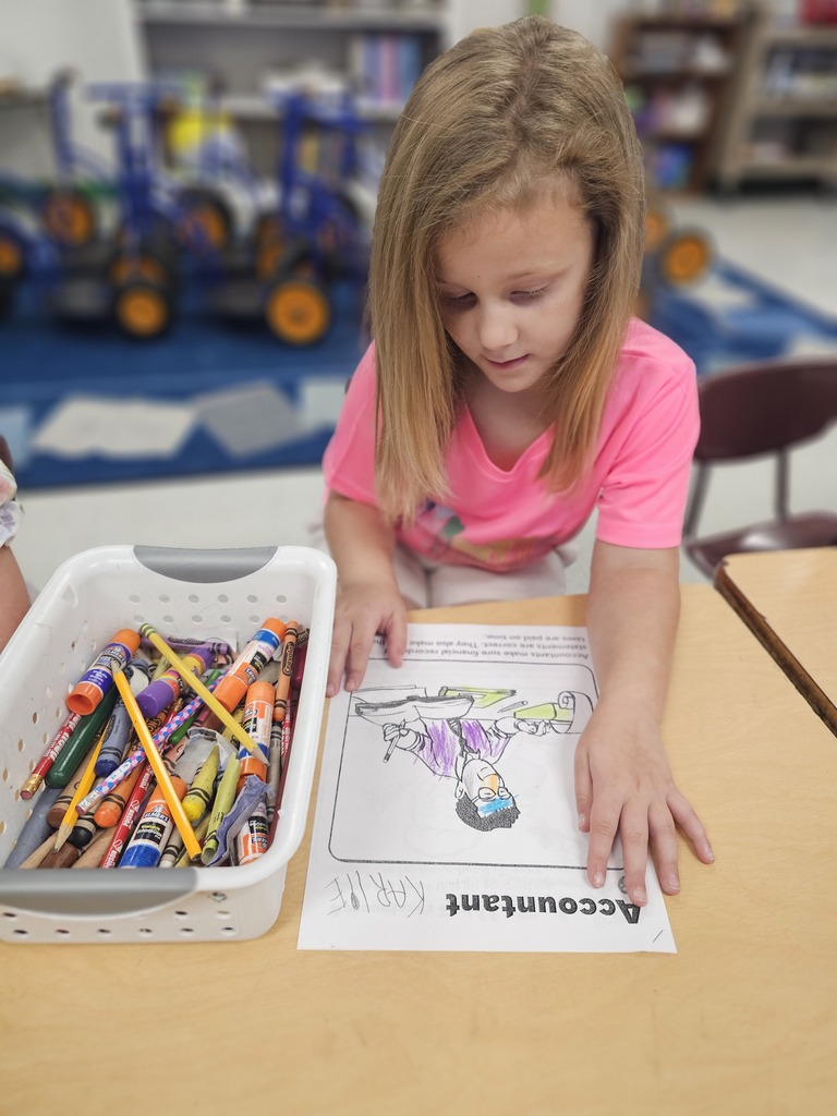 west carroll primary student coloring sheet about careers