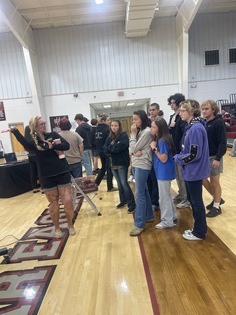 West Carroll juniors and seniors listen as a Choices Matter representative explains one of the interactive activities following the program presentation.