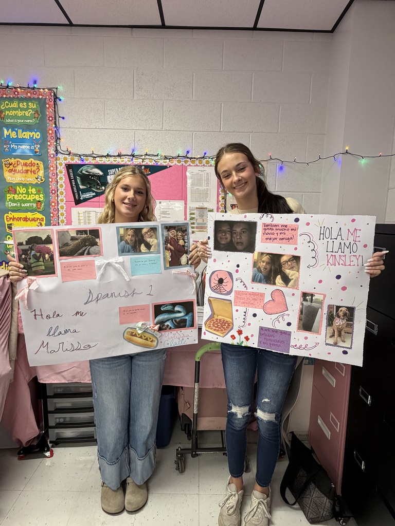 West Carroll Spanish students work on and proudly display colorful poster projects featuring photos, drawings, and Spanish phrases such as “me gusta,” “me gusta mucho,” and “no me gusta.” The projects allow students to creatively demonstrate how to express things they like, really like, and dislike in Spanish.