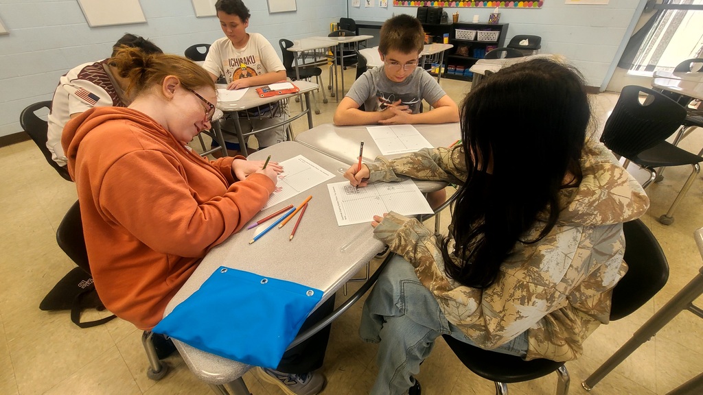 west carroll 6th grade students working in math class on community planning activity to calculat distance