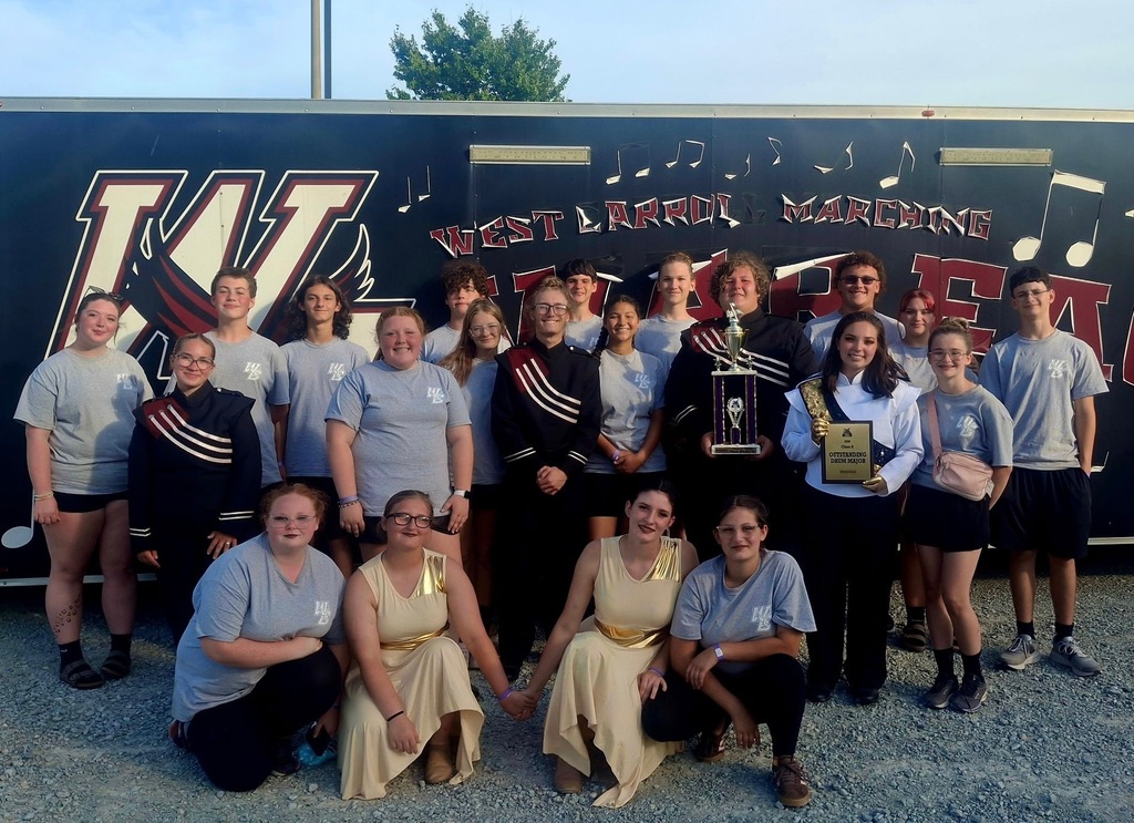 west carroll band posing after awardscompetition