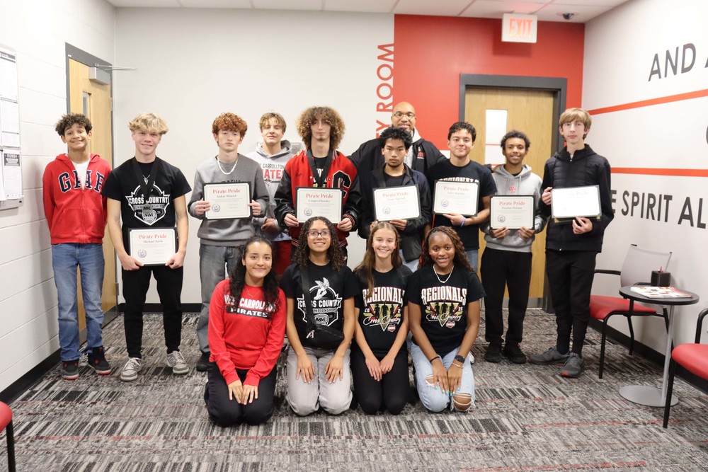 Cross Country Team Members with Coach