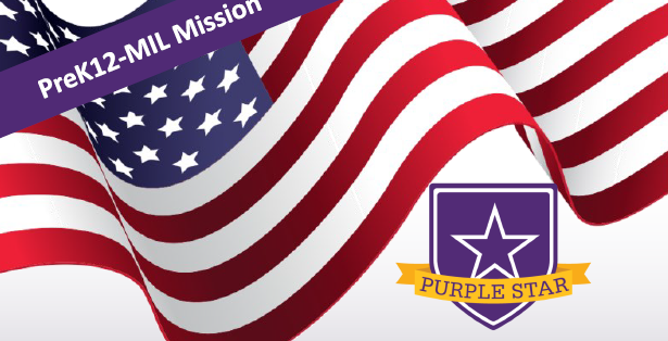 preK12-MIL Mission Purple Star with Flag in backgroud